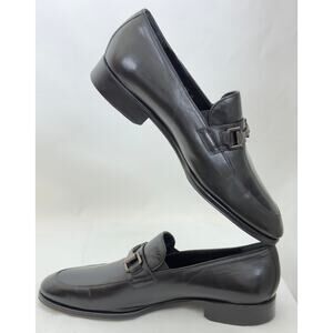 Bruno Magli Almond Toe Rigen Slip On Horse bit Logo Loafers Black Men's US 10.5